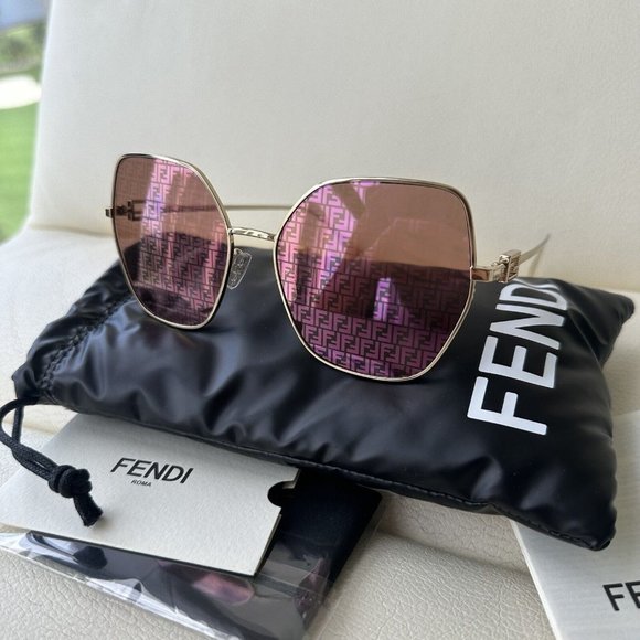 NEW Fendi Eyewear Butterfly Frame Sunglasses Pink 100% Authentic